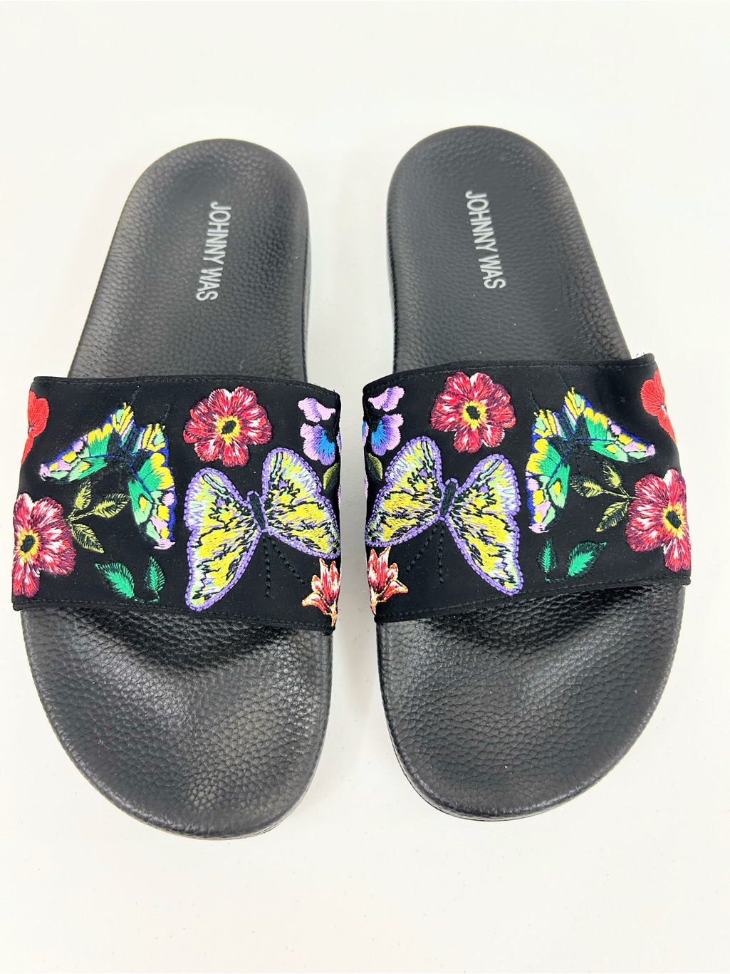 Johnny Was Embroidered Osaka Pool Slides Size 9